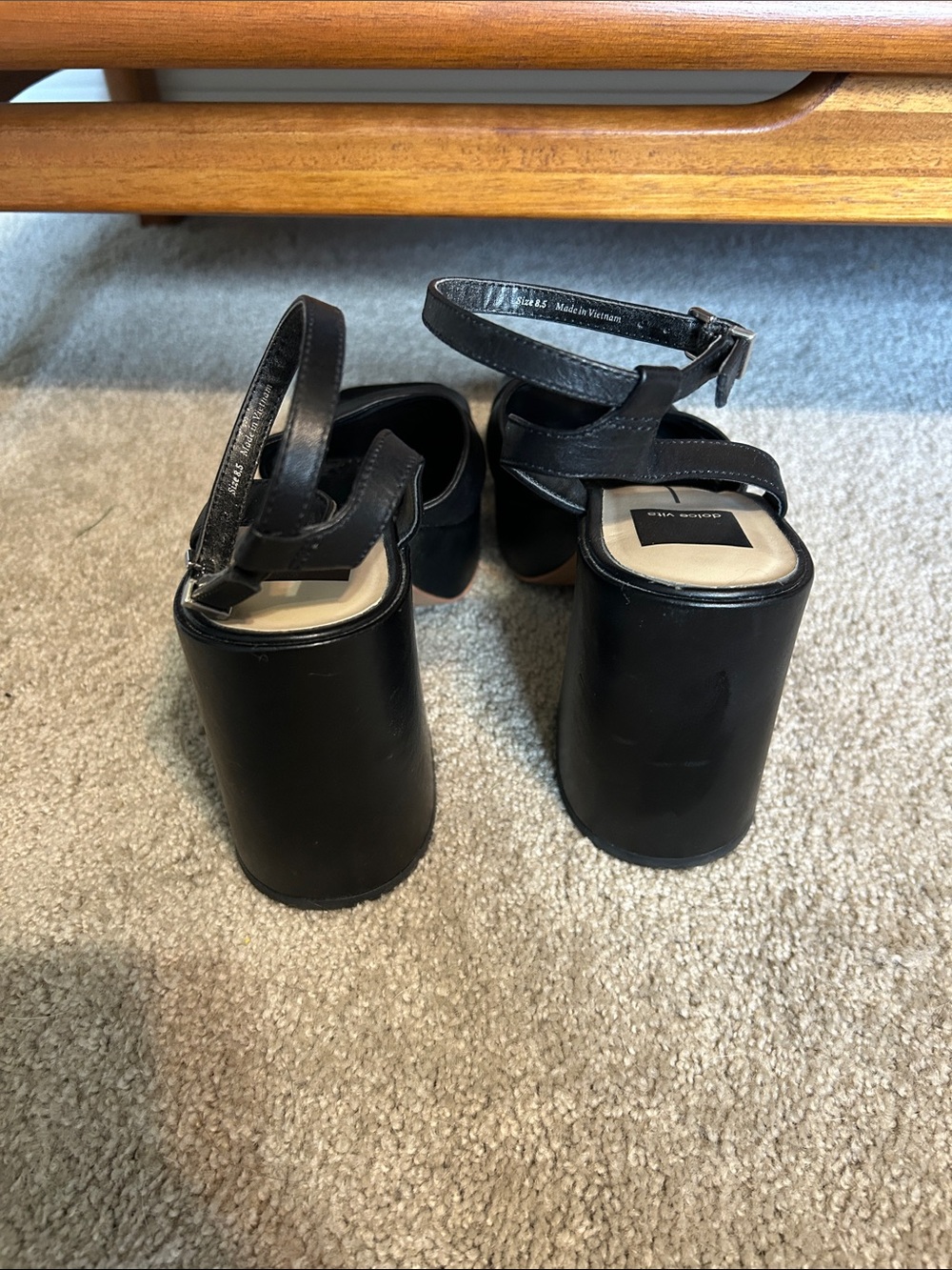 Dolce Vita Black Leather Platform Ankle-Strap Sandals - Picture 4 of 5